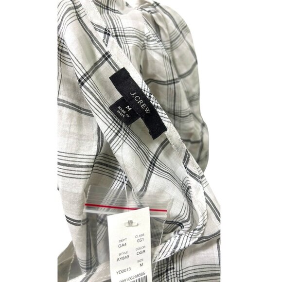 NWT J.Crew Oyster Plaid Puff Sleeve Wrap Mini Dress Cotton Voile M - Picture 7 of 9